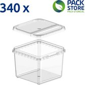 340 x plastic bakjes vierkant met klapdeksel - 360ml - transparant,  geschikt voor diepvries, magnetron en vaatwasser - direct van de  Nederlandse producent