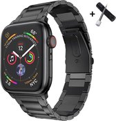 Metalen Armband Voor Apple Watch 42 mm /44 mm - Versteller incl. - Horloge Band - Strap - Zwart