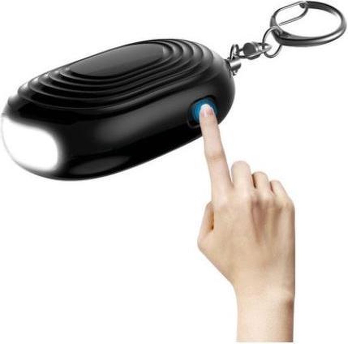 Zelfverdediging sleutelhanger set voor dames en kinderen, veiligheid sleutelhanger accessoires, met veilig geluid persoonlijk alarm (grijs