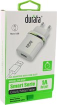 Durata AC Adapter met USB ingang  - iPhone en Samsung - inclusief micro USB kabel