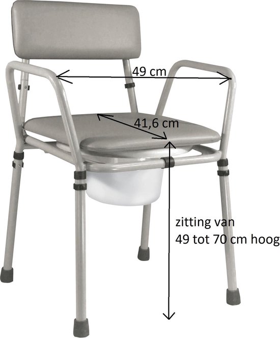 Aidapt - toiletstoel - potstoel in hoogte verstelbaar - grijs - Aidapt