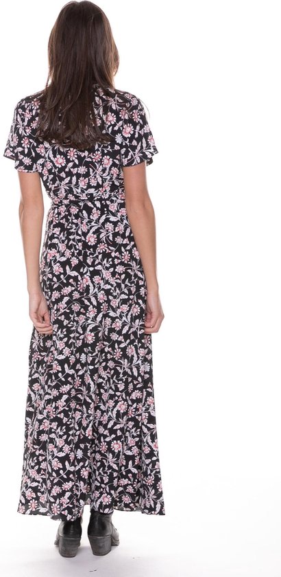 Ava Flower Maxi Wrap Dress Black/ Red | bol.com
