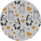 Mat, Vloermat, Vloerkleed, Tapijt, Kind - Kinderkamer Panda Heart - Rond - Wasbaar - Antislip - 150 x 150 cm