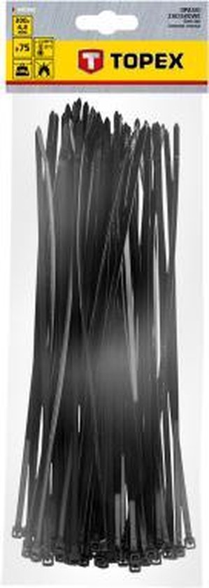 Tie Rips Kabelbinders / Tie-rips 4,8 x 300 mm ZWART, 75 stuks | bol