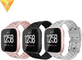 YONO Sport Air Bandjes – Fitbit Versa 2 – Fitbit Versa - Fitbit Versa Lite – Roze/Zwart/Zilver – Small