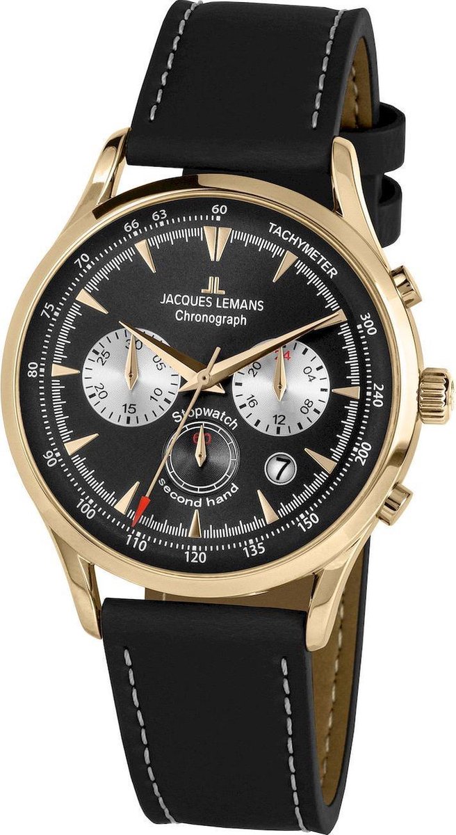Jacques Lemans - 1-2068I - Polshorloge - Heren - Quartz - Chronograph - Retro Classic