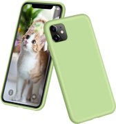 HB Hoesje Geschikt voor Apple iPhone 11 - Siliconen Back Cover & Glazen Screenprotector - Licht Groen