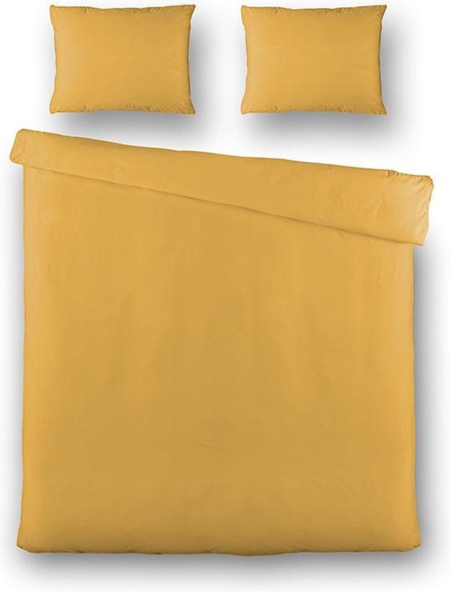 Presence Plain Percale Dekbedovertrek - Lits-jumeaux - Okergeel - 200x240 cm - Percale katoen
