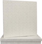 Gastenboek wit, met witte harten print, 26x26cm