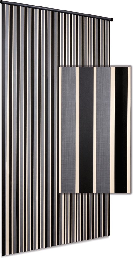 Vliegengordijn/deurgordijn Linten High Quality - zilver/zwart 100x220cm