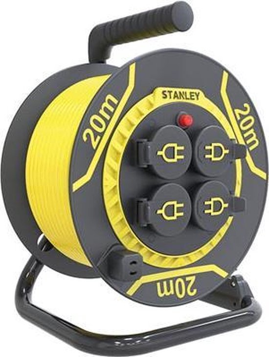 STANLEY - NEOPREEN-KABELHASPEL - 20 m - 3G1.5 - 4 STOPCONTACTEN