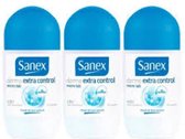 Sanex Dermo Extra Control Deo Roller met Microtalk  3 x 50ml