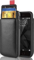 Apple iPhone 7 Plus / 8 Plus Backcover | Zwart | PU Leren Cardslot Card Case | Pasjeshouder