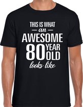 Awesome 80 year - geweldig 80 jaar cadeau t-shirt zwart heren -  Verjaardag cadeau M