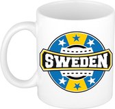 Sweden / Zweden embleem theebeker / koffiemok van keramiek - 300 ml - Zweden landen thema - supporter bekers / mokken