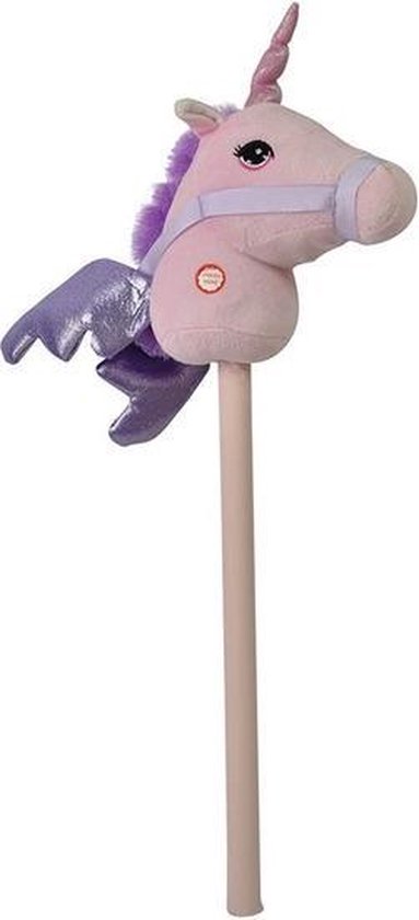 Roze eenhoorn stokpaardje met geluid 68 cm voor kinderen - Pegasus unicorns  -... | bol.com