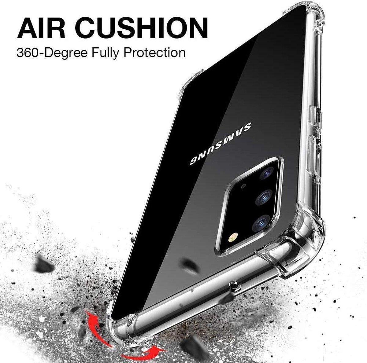 Samsung Galaxy S 20 siliconen hoesje / Galaxy S20 transparante siliconen hoesje / Doorzichtige Samsung S20 achterkant met uitgestoken hoeken / anti schok / anti shock