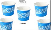 1000x IJsbeker IceCream 350ml blauw karton - schepijs softijs ijsje zomer