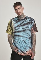 Urban Classics Heren Tshirt -2XL- Tie Dye Oversized Zwart/Multicolours