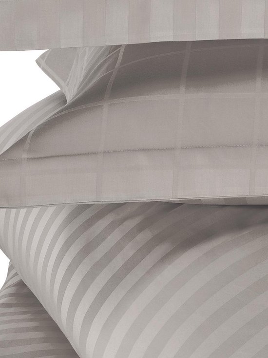 De Witte Lietaer Parure Zygo Atmosphere Housse de Couette 1 Taie d'Oreiller avec Volant Coton Peigné Taupe 140 x 220 cm 