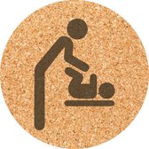 Deurbordje - baby verschoningstafelbord - bordje - baby - verschoningstafel - heer - rond - Kurk
