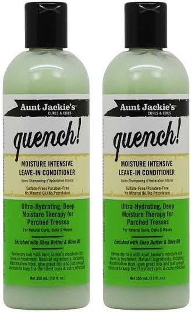 Voordeel set 2x Aunt Jackies Quench moisture intensive leave in conditioner -hydraterende conditioner - 355ml