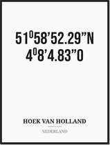 Poster/kaart HOEK VAN HOLLAND met coördinaten
