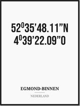 Poster/kaart EGMOND-BINNEN met coördinaten