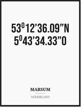 Poster/kaart MARSUM met coördinaten