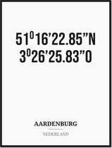 Poster/kaart AARDENBURG met coördinaten