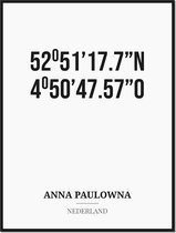 Poster/kaart ANNA PAULOWNA met coördinaten