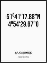 Poster/kaart RAAMSDONK met coördinaten