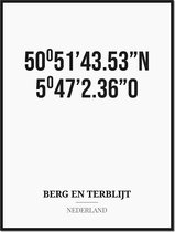 Poster/kaart BERG EN TERBLIJT met coördinaten