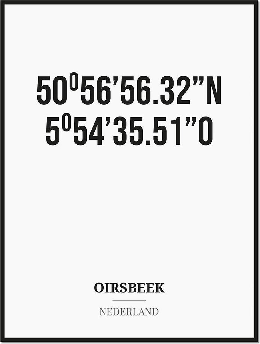 Poster/kaart OIRSBEEK met coördinaten