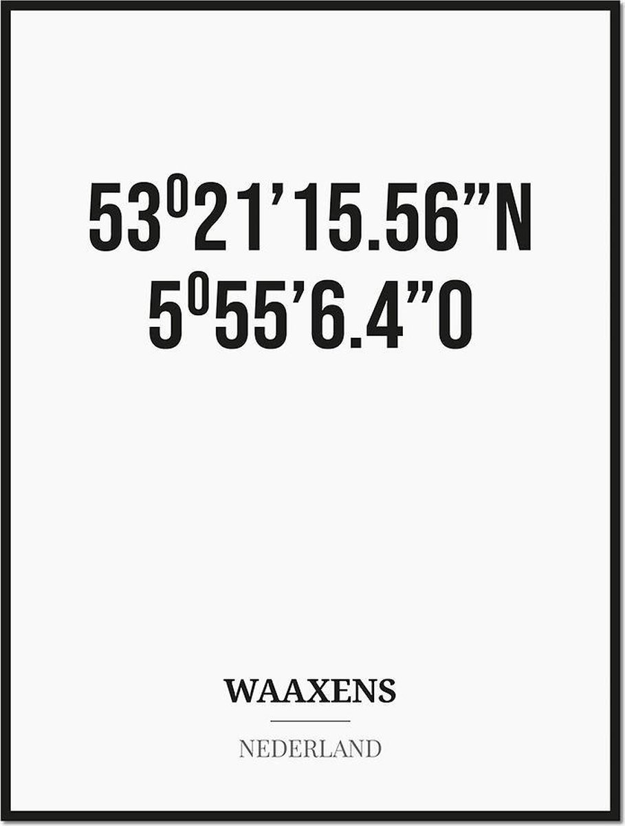 Poster/kaart WAAXENS met coördinaten