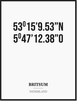 Poster/kaart BRITSUM met coördinaten