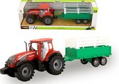 Tractor rood met wit groene kar 42cm