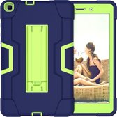 Voor Galaxy Tab A 8.0 (2019) T290 Contrasterende kleur siliconen + pc-combinatiebehuizing met houder (marineblauw + olivijn)