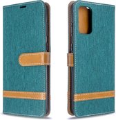 Voor Galaxy S20 Ultra Color Matching Denim Texture Horizontale Flip PU lederen tas met houder & kaartsleuven & portemonnee & Lanyard (groen)