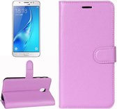 Voor Galaxy J7 (2017) / J7 Pro (EU-versie) Litchi Texture Horizontal Flip Leather Case met houder & kaartsleuven & portemonnee (paars)