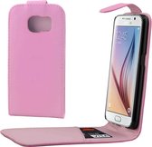 Voor Galaxy S6 / G920 kleurrijke verticale flip magnetische knop lederen tas (roze)