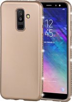 Crystal Decor Sides Smooth Surface Soft TPU beschermende achterkant van de behuizing voor Galaxy A6 + (2018) (goud)