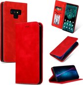 Retro skin feel zakelijke magnetische horizontale flip lederen case voor Galaxy Note 9 (rood)