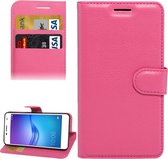 Voor Huawei Enjoy 6 Litchi Texture Horizontal Flip PU lederen tas met houder & kaartsleuven & portemonnee (magenta)