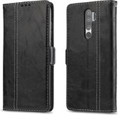 Voor Xiaomi Redmi Note 8 Pro Retro Texture Contrast Color Splicing Horizontaal Flip TPU + PU lederen tas met kaartsleuven & houder & portemonnee (zwart)