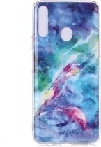 Voor Galaxy A20s Gekleurd tekenpatroon IMD-afwerking Soft TPU beschermhoes (Blue Sky)