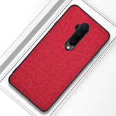 Voor OnePlus 7T Pro schokbestendige doektextuur PC + TPU beschermhoes (rood)