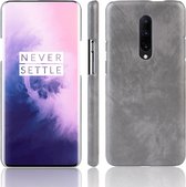 Schokbestendige Litchi Texture PC + PU-hoes voor OnePlus 7 Pro (grijs)