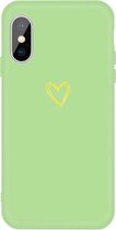 Voor iphone xs / x gouden liefde-hart patroon kleurrijke frosted tpu telefoon beschermhoes (groen)