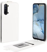 Voor Oppo Reno3 R64 textuur enkele verticale flip lederen beschermhoes met kaartsleuven en fotolijst (wit)